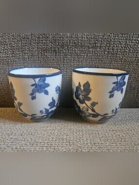 At Home Tracey Boyd Blue & White Floral Ceramic Candle Holders
